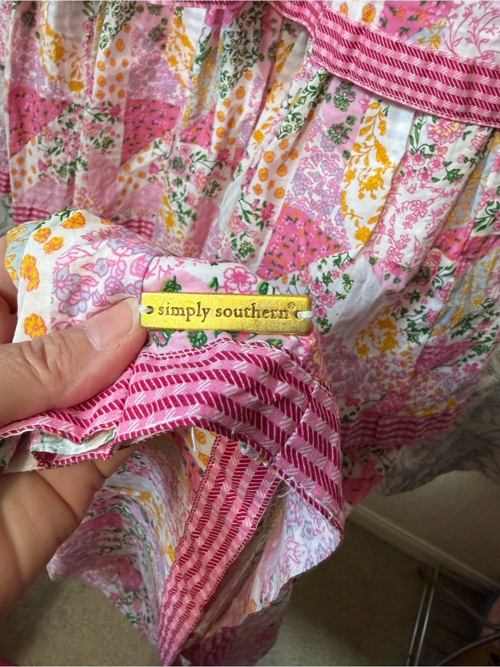 Simply southern patchwork sleeves NWT cotton Maxi dress B 38” L - Picture 4 of 5